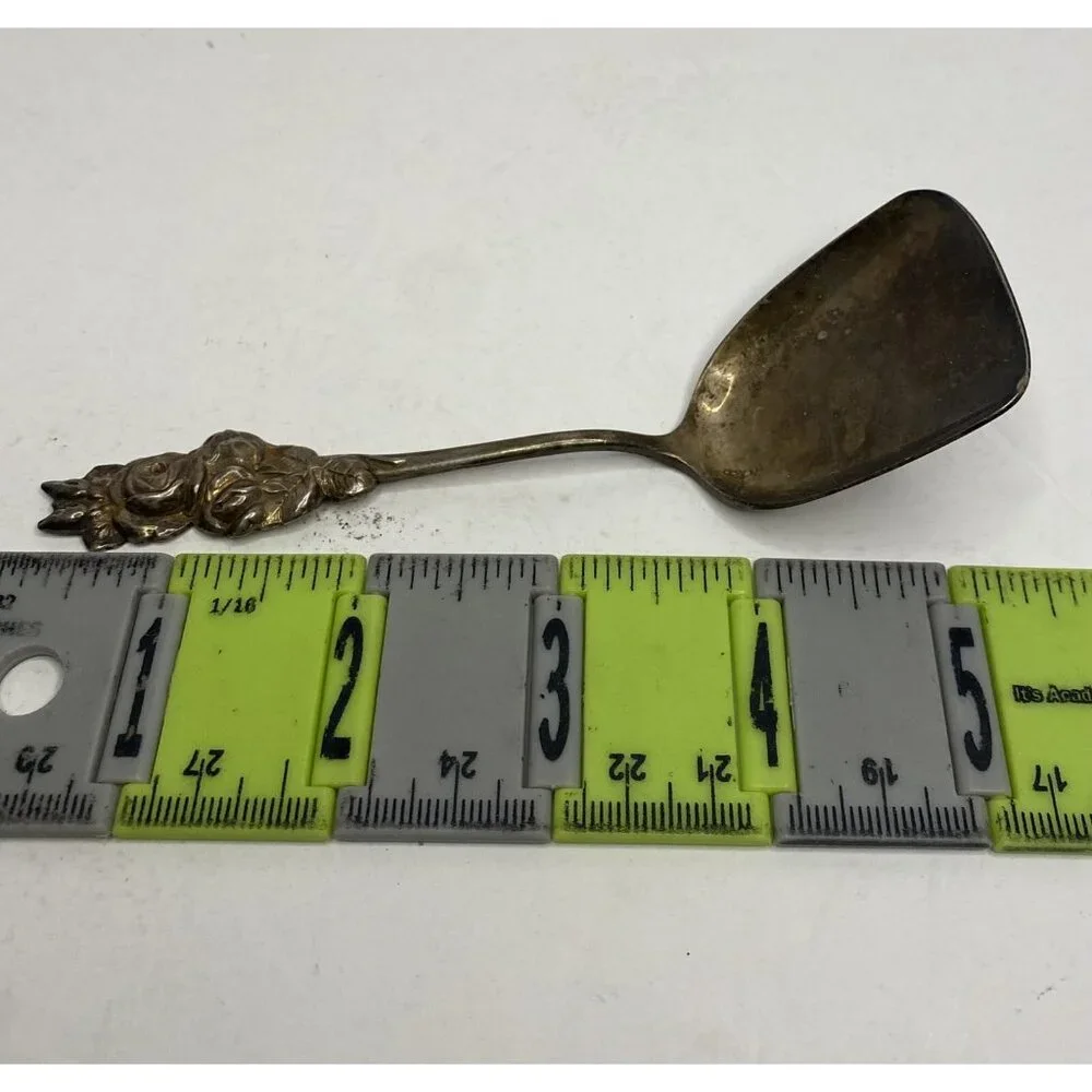 Reed & Barton Rose Leaf Silver Plated Shovel Sugar Spoon Collectible Vintage